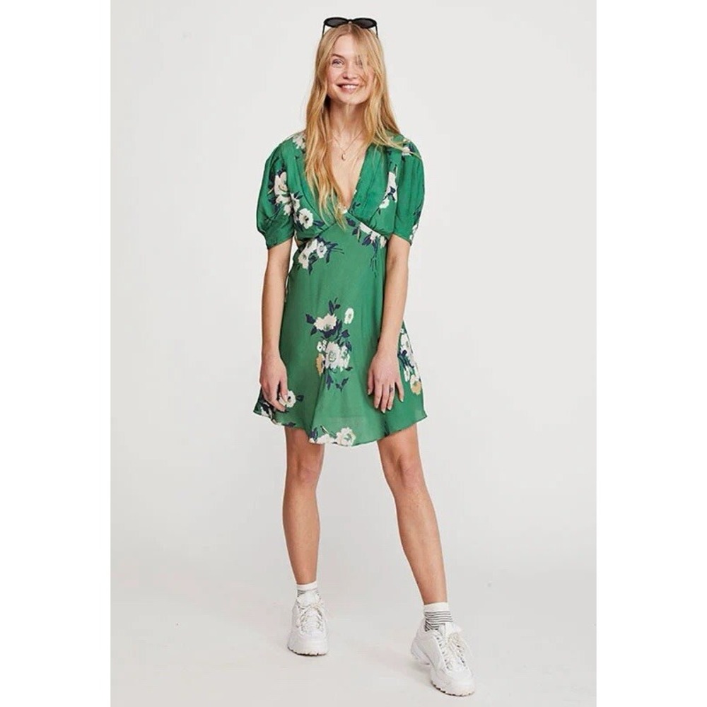 Free People Green Floral Mini Dress - Picture 2 of 11